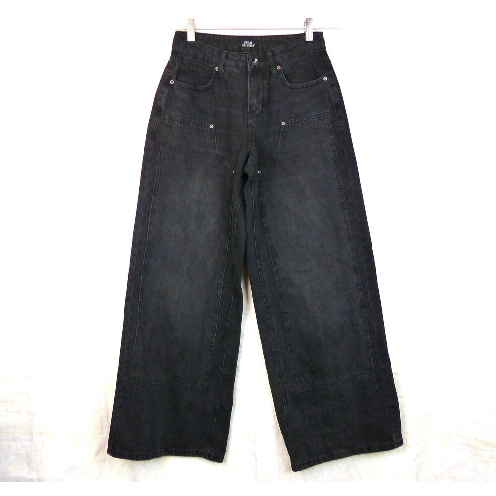 Social Collision Hot Topic Jean Sz 3 27x31 Black Double Knee Wide Leg Y2K Grunge